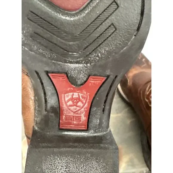 Ariat 10010937 Brown Leather Square Toe Cowboy Boots ATS . Men's Size 9 C EUC